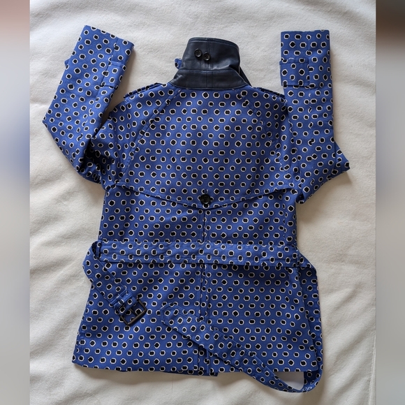 Coach Woman's Trench Coat Royal Blue Jacket Leather Collar 100% Cotton Size M - Picture 17 of 17